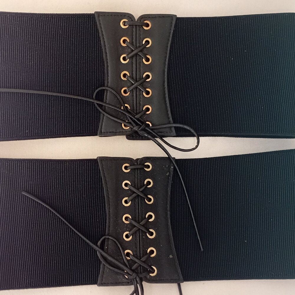 2 Stretch Wide CORSET Belts With Lace-Up Detail NEW